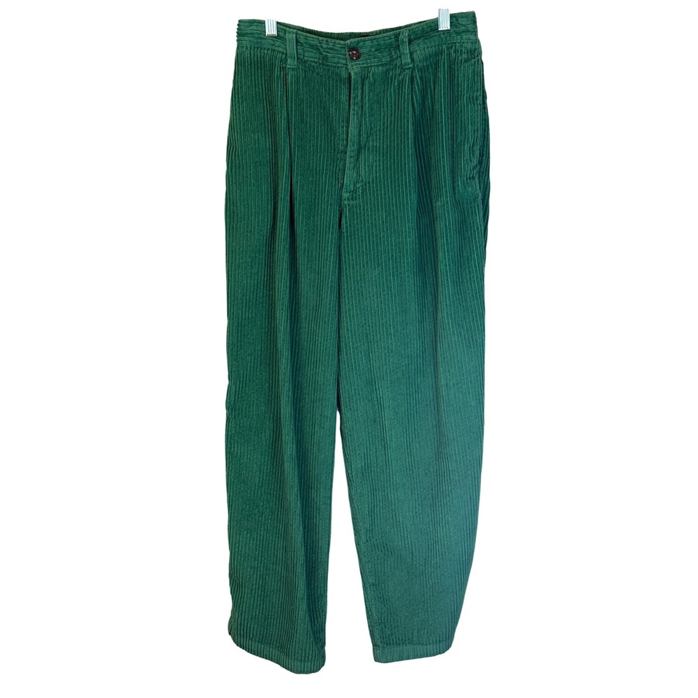 Urban Outfitters Green‎ Corduroy Baggy Beach Pants 100% Cotton High Waist Small